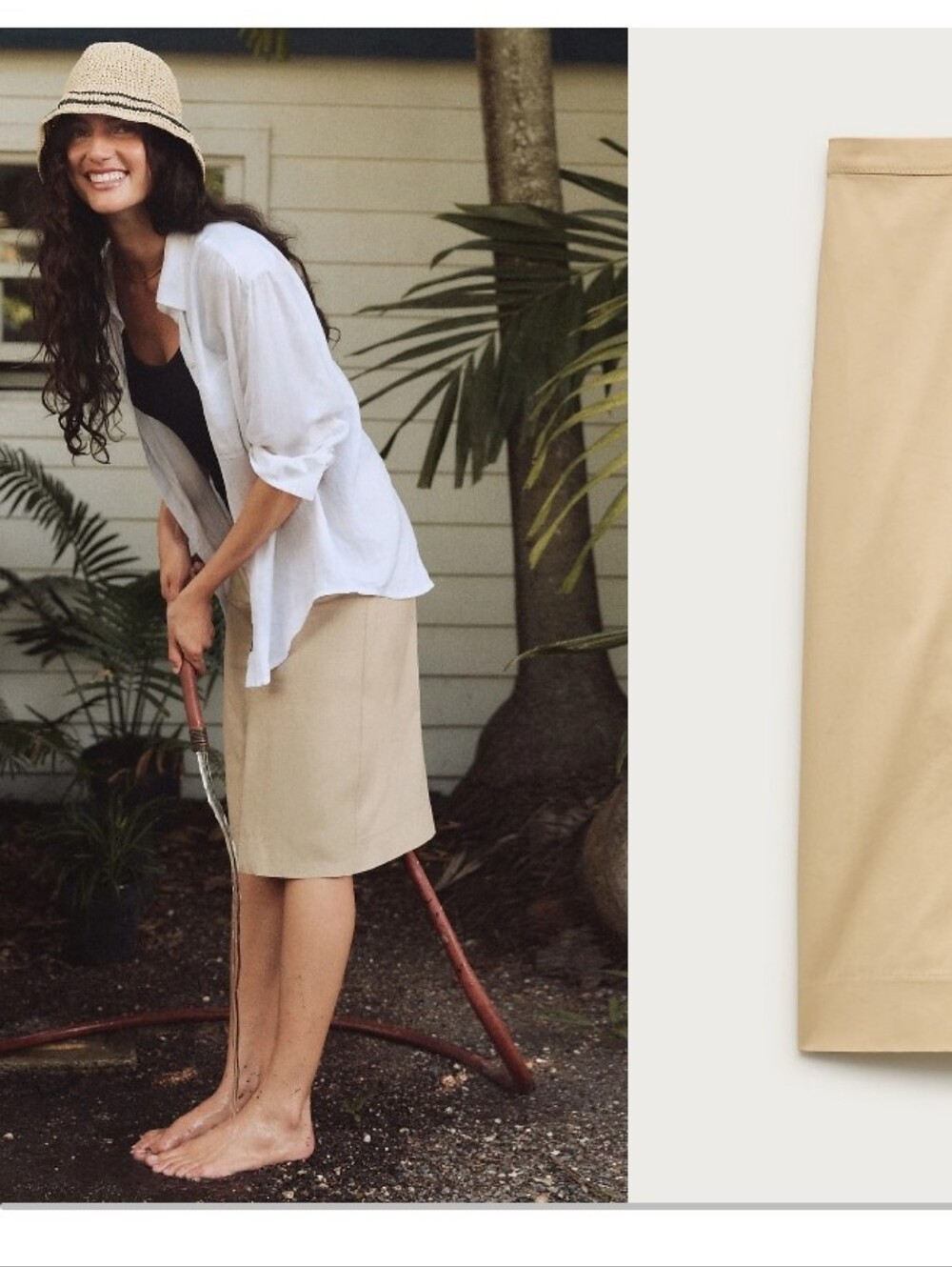 J.Crew Sz 0 Tan Light Khaki Pencil Midi Skirt in Poplin